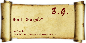 Bori Gergő névjegykártya